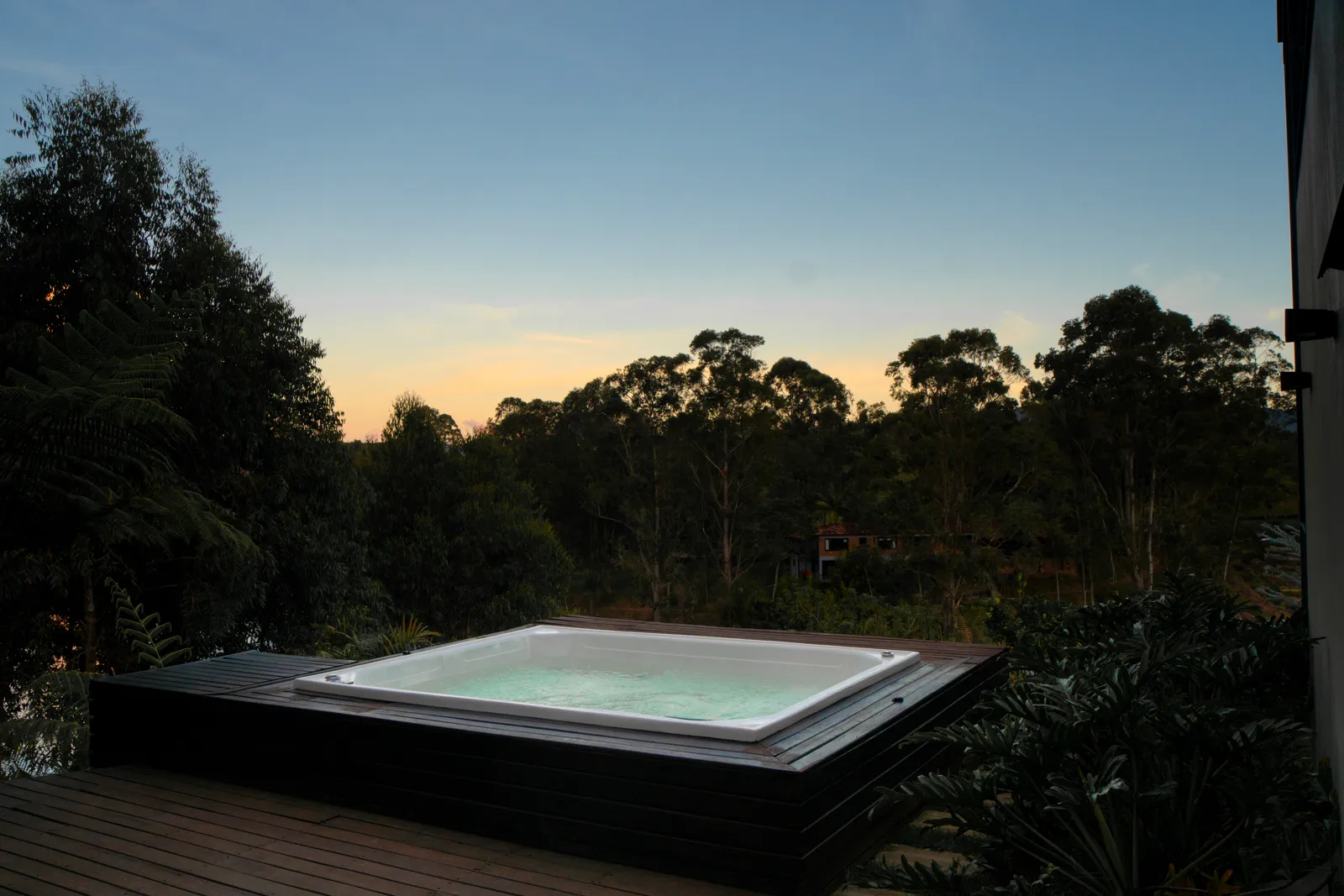 Outdoor Jacuzzi at golden hour